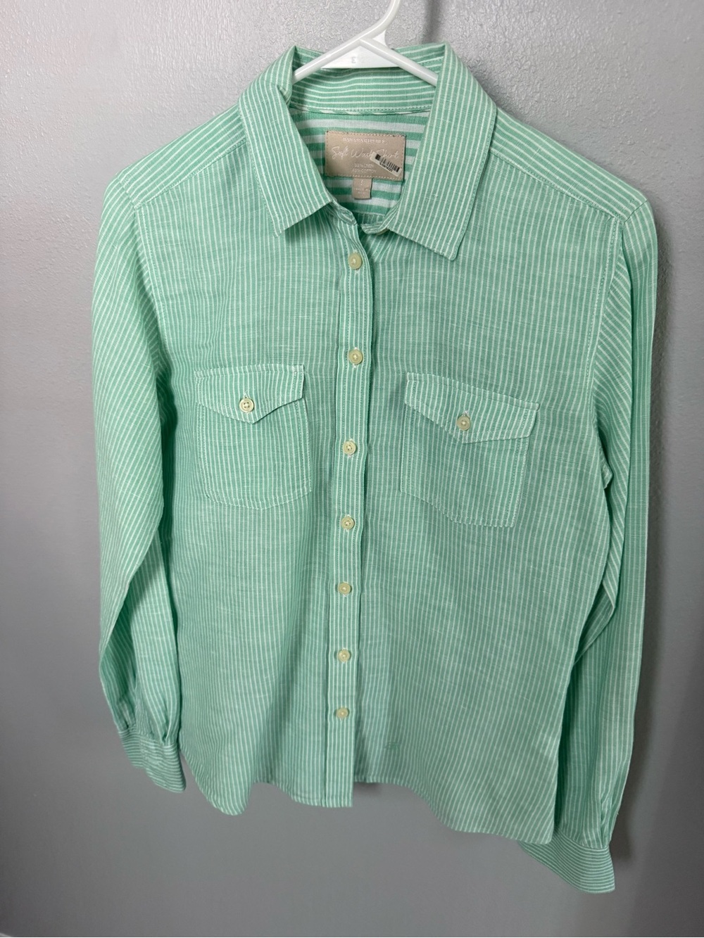 Banana Republic Mint Green Striped Button-Down Shirt